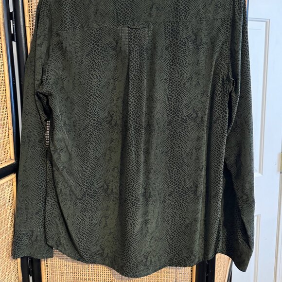 Rails "Kate" Green Python Print Silk Blouse | Medium - Picture 3 of 4